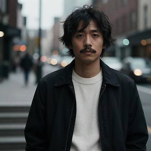 Moody Cinematic Portrait with Pencil Mustache