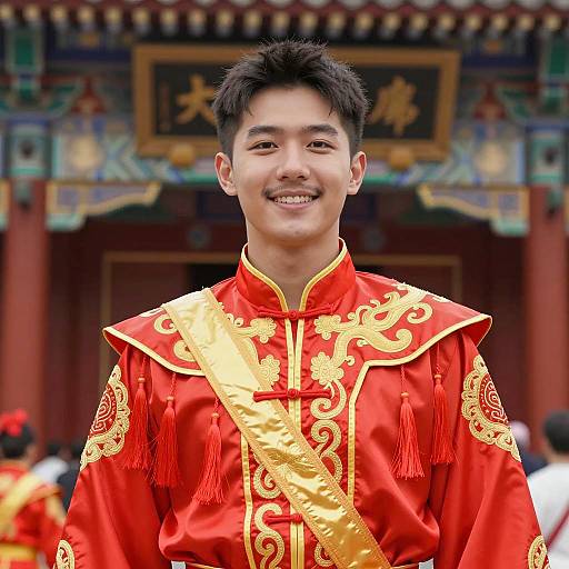 Young man in traditional Chinese festival costume