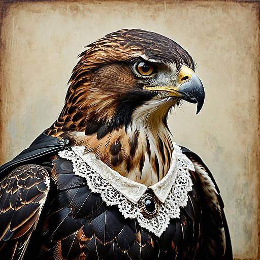 Red-tailed Hawk in Victorian Attire