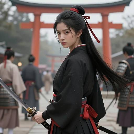 Misty Samurai: Asian Warrior in Kimono