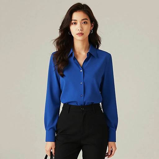 Stylish Woman in Royal Blue Blouse