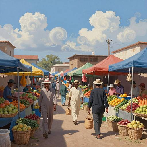 Vibrant Outdoor Market Scene in Color