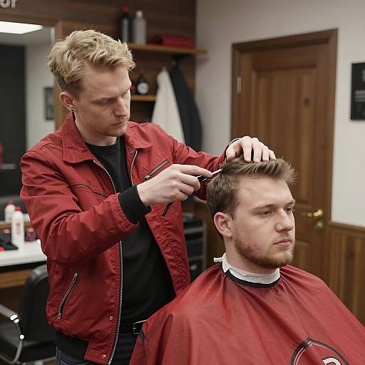 Barbershop Scene with Two Men