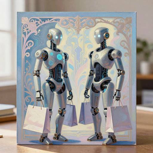 Futuristic Engineers Designing Robots