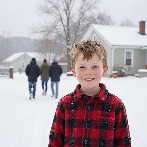 Cheerful Boy in a Winter Wonderland