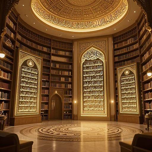 Futuristic Islamic Library with AI Art