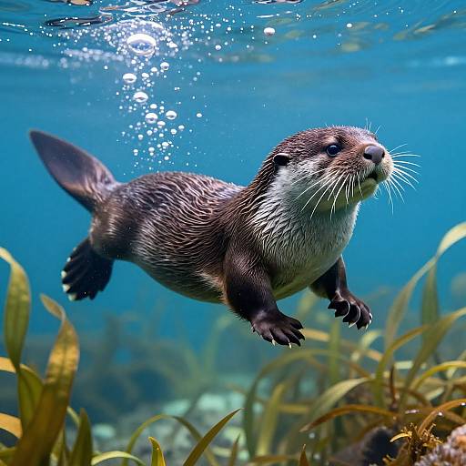 Playful Otter Swimming Underwater
