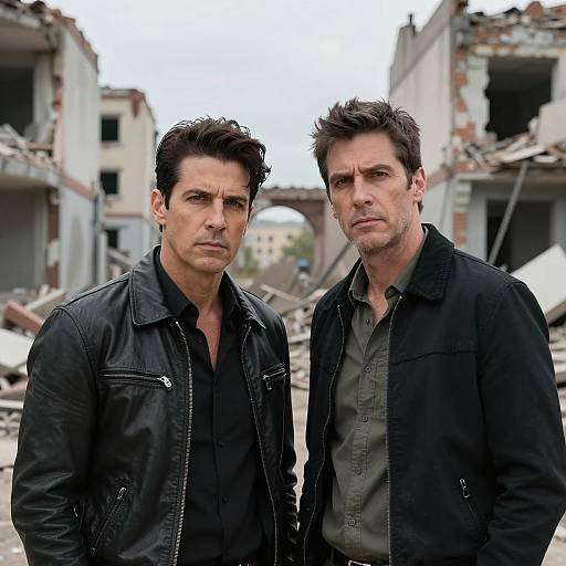 Two Men in Urban Ruins Standoff