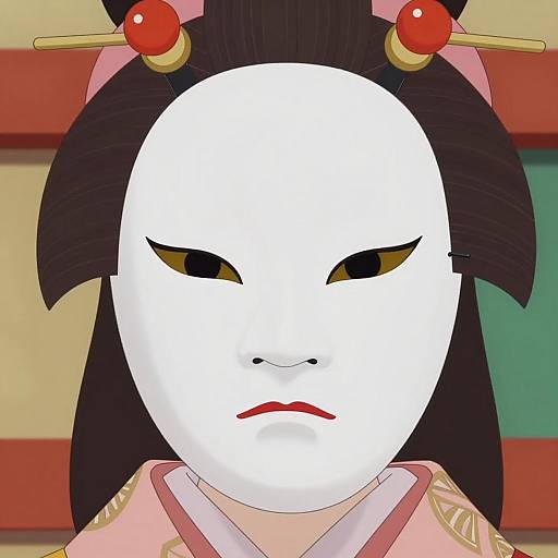 Masked Figure in Traditional Japanese Attire
