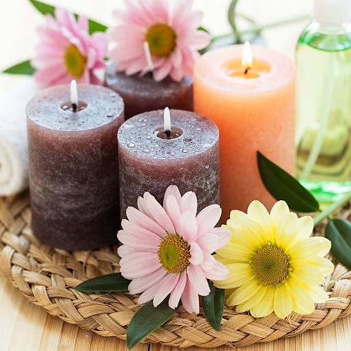 Cozy Spa Candles and Flowers