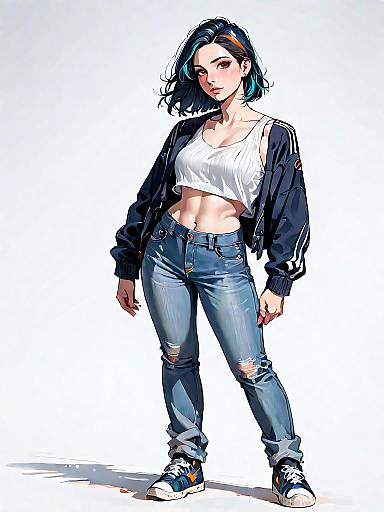 Realistic Woman Full-Body Casual Streetwear