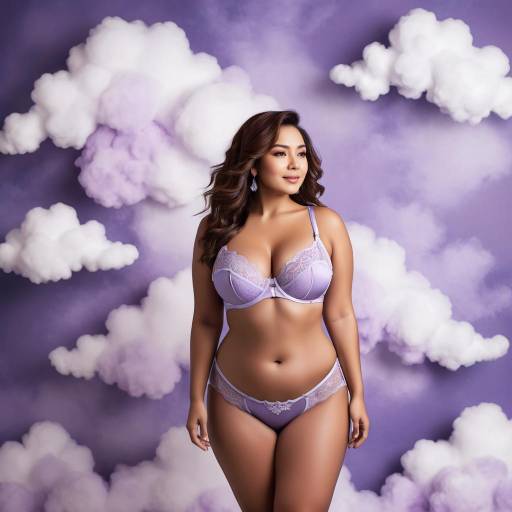 Woman in Lavender Lace Lingerie Set