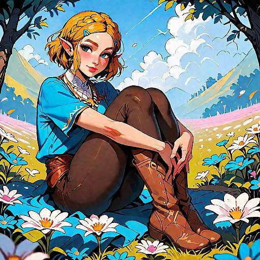 Princess Zelda in a Serene Field