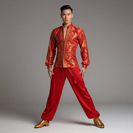 Man in Red and Gold Dance Outfit