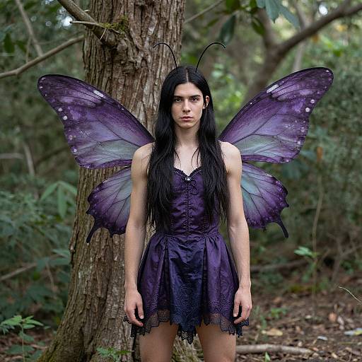Dark Purple Fairy Costume in Forest