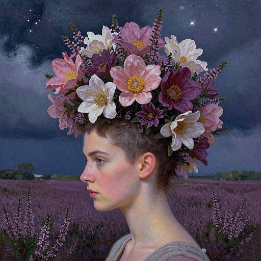 Surreal Woman with Floral Mohawk