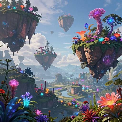 Surreal Floating Islands Fantasy Landscape