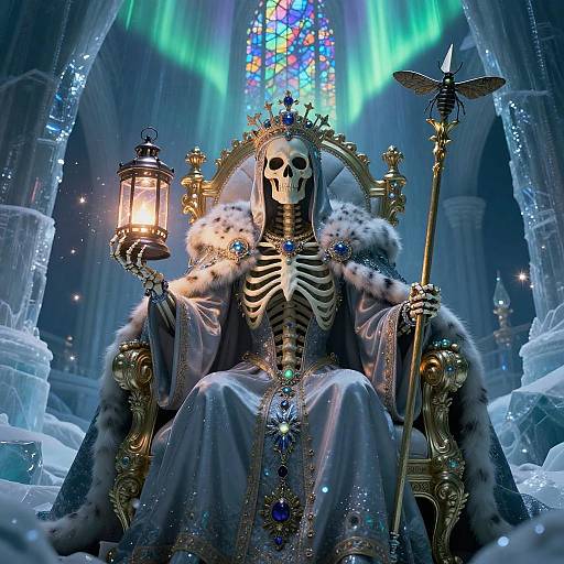 Majestic Jeweled Skeleton Monarch in Ice