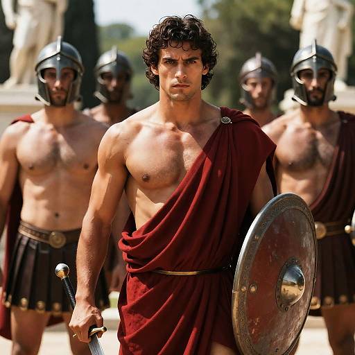 Heroic Scene of a Muscular Warrior