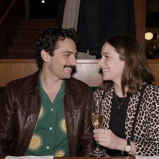 Couple Smiling in Restaurant