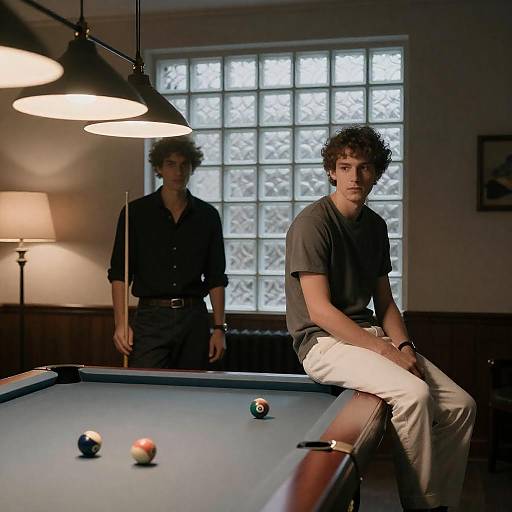 Two Men in a Pool Room Scene