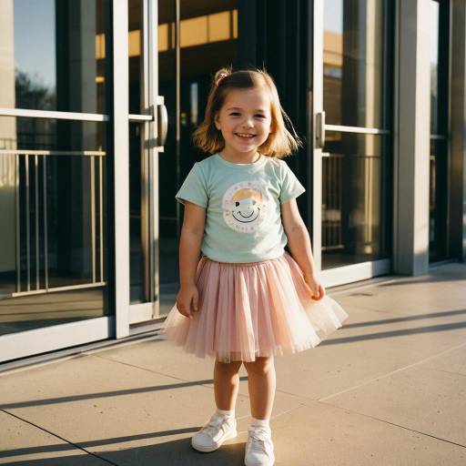 Smiling Toddler Girl in Tulle Skirt Outdoors