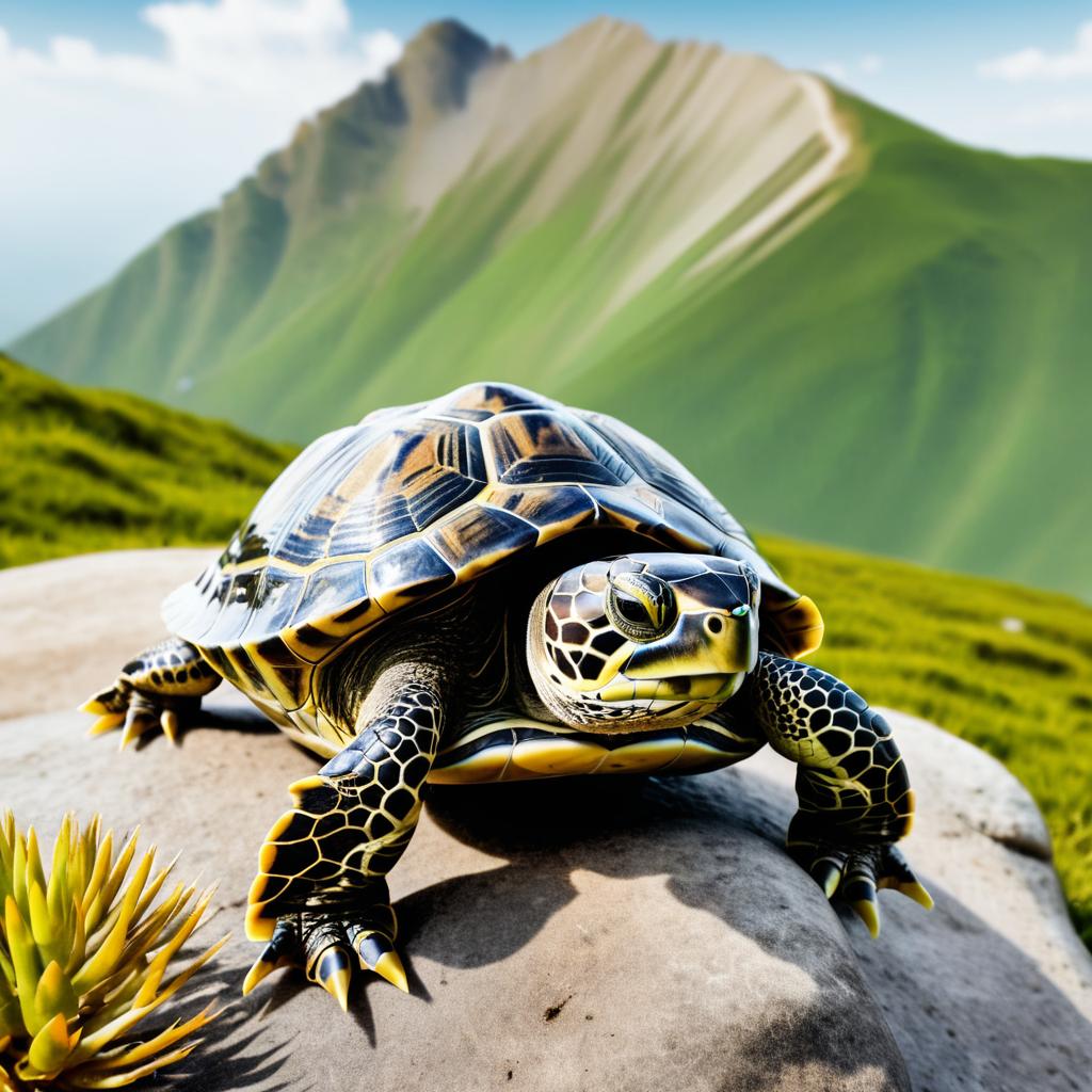 Mountain Turtle Portrait with Transparent Background