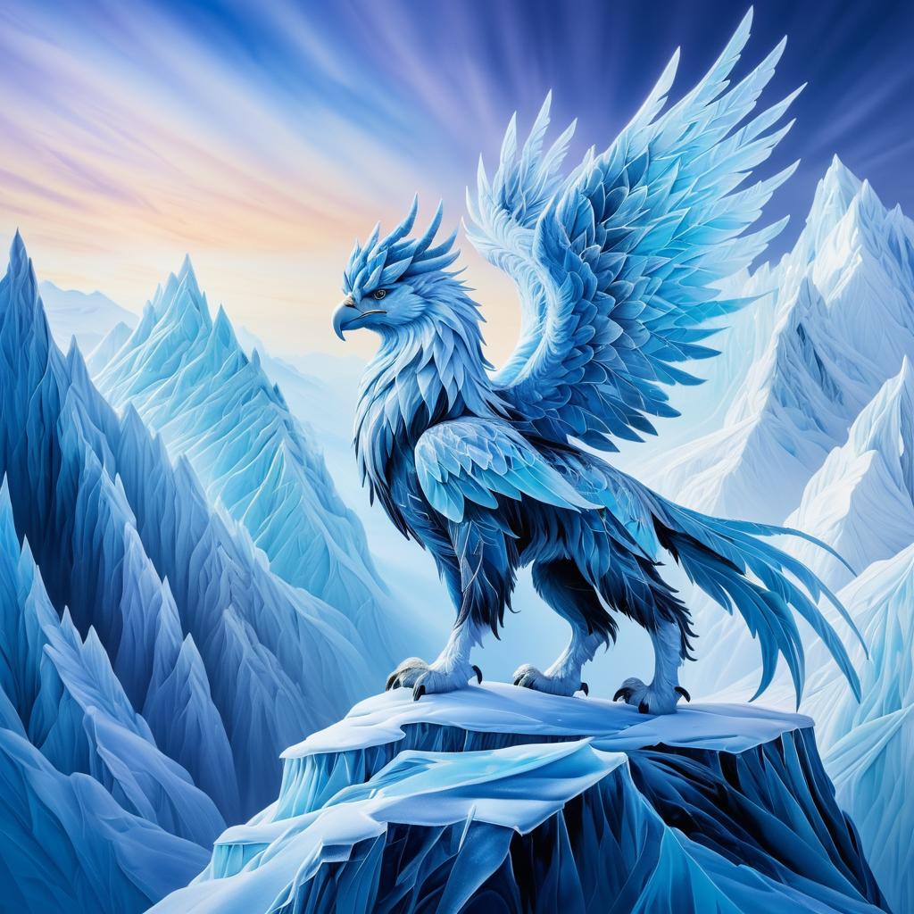 Vibrant Frosted Griffin on Mountain Peak