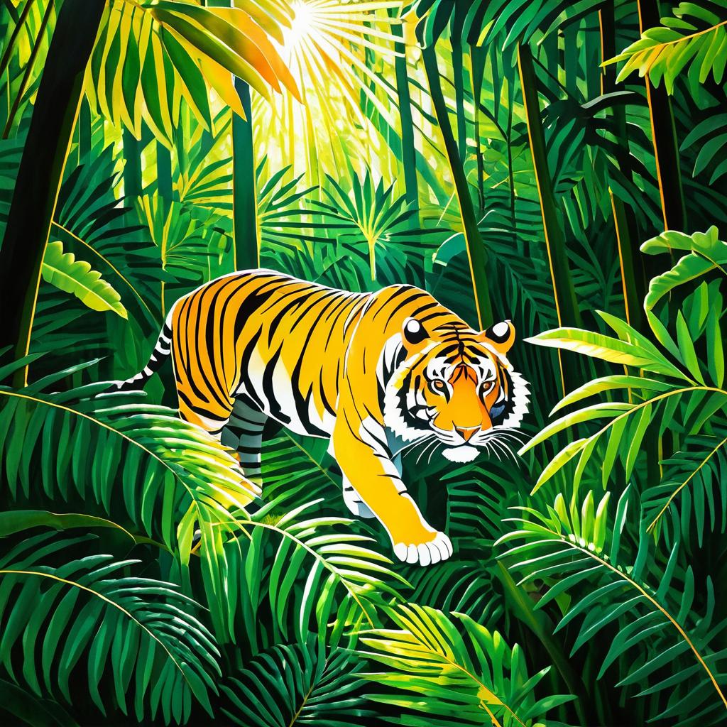 Fierce Tiger in Sunlit Jungle Scene