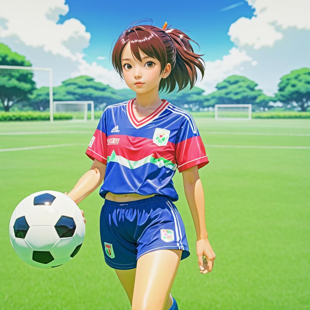 Soccer Player in Nostalgic Anime Style