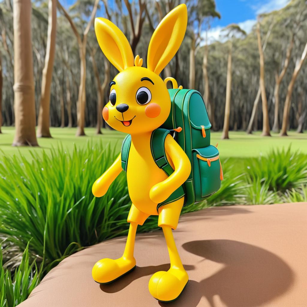 Bouncing Kangaroo in Cartoon Style