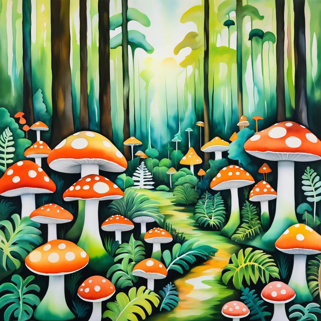 Surreal Forest of Giant Mushrooms