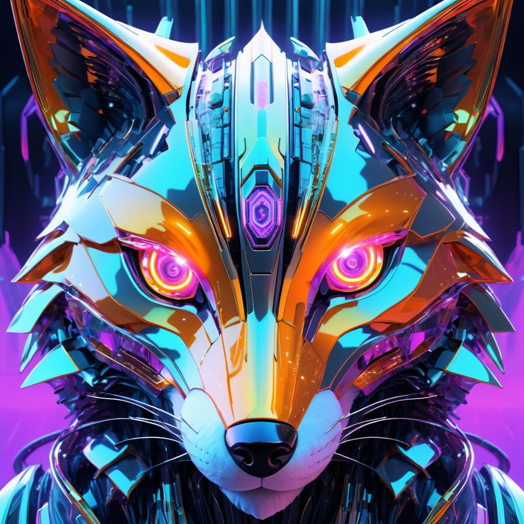 Futuristic Cybernetic Fox Portrait