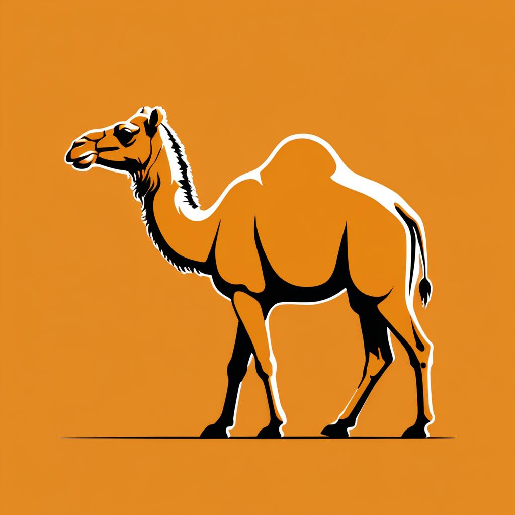 Minimalist Camel Illustration in Ochre