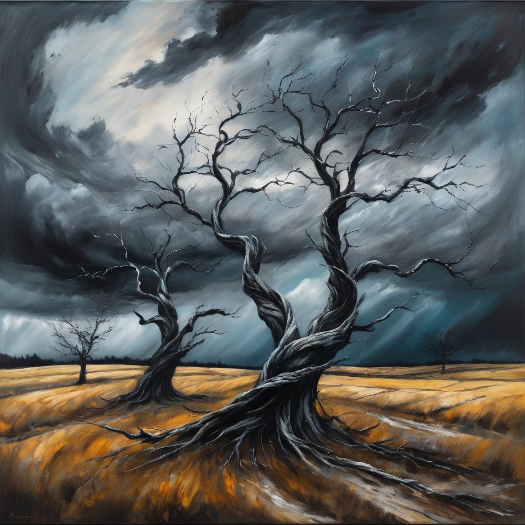 Twisted Trees Under Stormy Sky