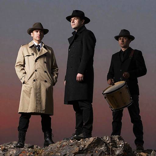 Three Men on a Rocky Hilltop