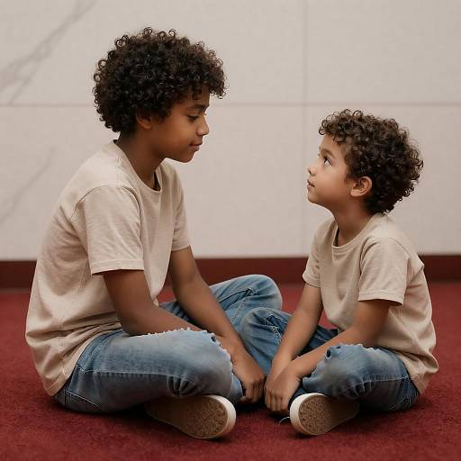 Tender Moment of Two Young Boys