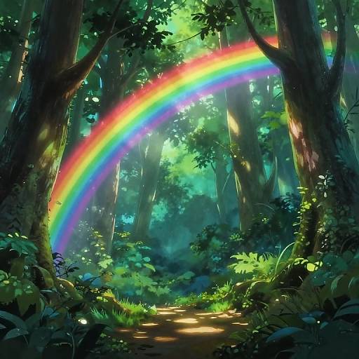 Enchanted Forest Beneath Double Rainbow