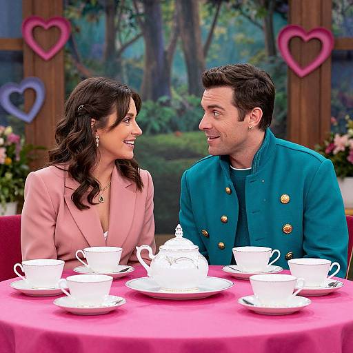 Whimsical Tea Moment in Forest