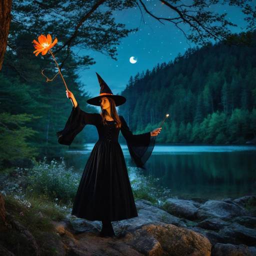 Enchanting Witch in Moonlit Forest
