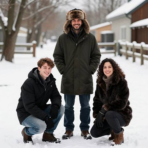 Winter Outdoor Smiles in Snowy Setting