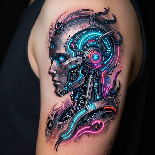 Futuristic Cyberpunk AI Tattoo Art