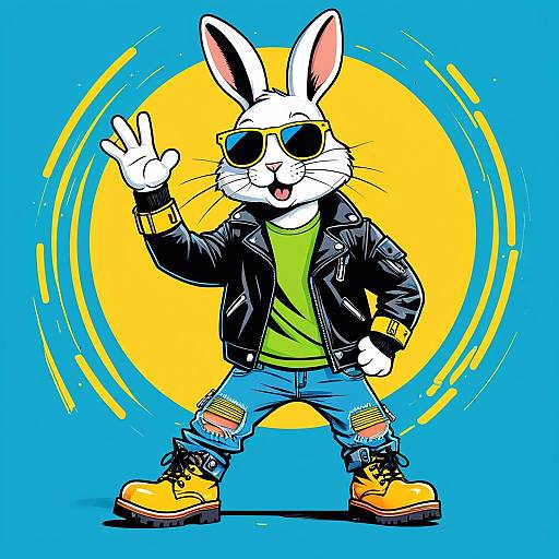 Cool Cartoon Rabbit in Stylish Outfit
