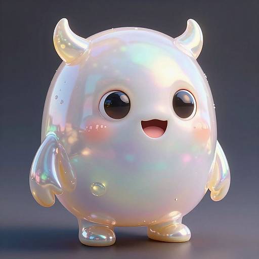 Adorable Iridescent 3D Bubble Monster