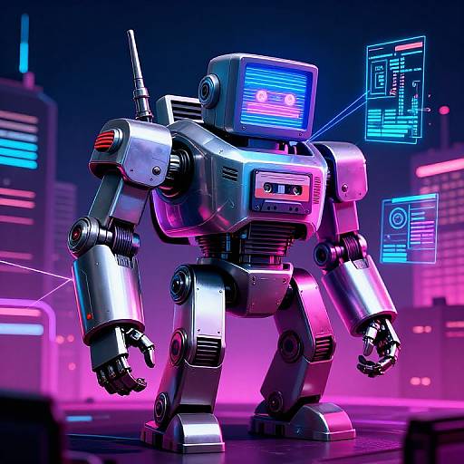 80s Cyberpunk AI Robot Scene
