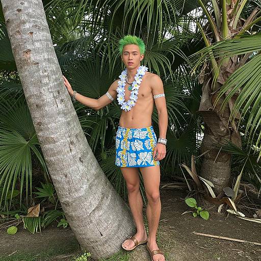 Realistic Luau Costume Male Portrait