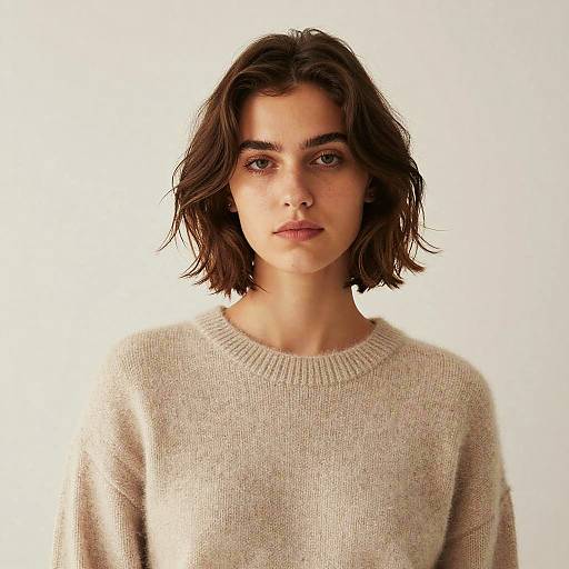 Wavy Crop Hairstyle on Female Model