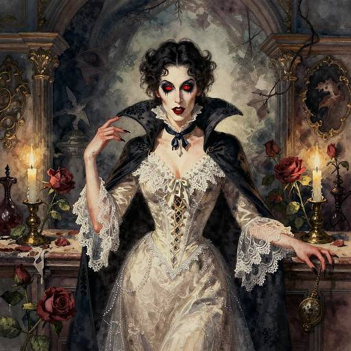 Victorian Vampire Bride in Gothic Mansion