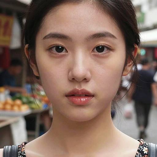 Japanese Market Portrait with Glossy Lips