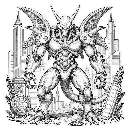 Futuristic Mewtwo Neon Coloring Page
